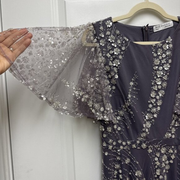 Rare Mac Duggal Size 2 Purple Floral Sequin Beaded Maxi Formal Gown Dress NWT - Picture 5 of 13
